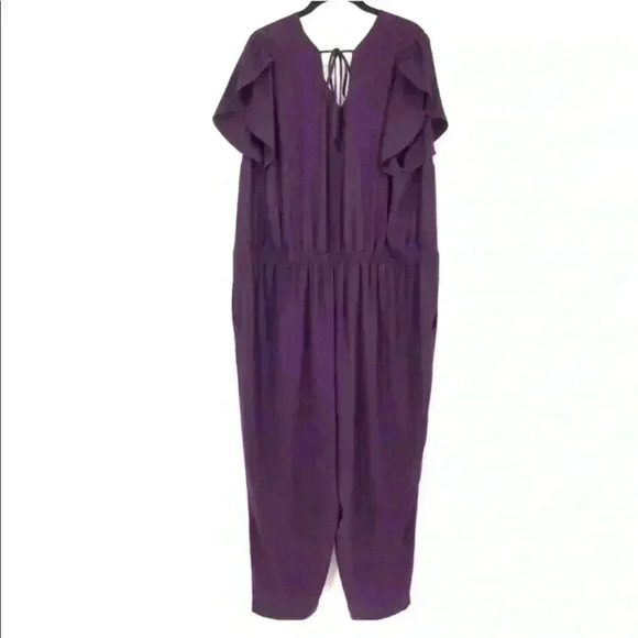 Loft Plus‎ Size Purple Petal Flutter Sleeve Tie Back Jumpsuit Size 24 NWT - Picture 5 of 14
